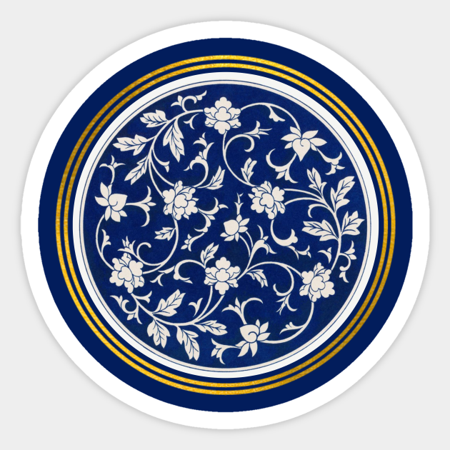 Blue and White Flower Pattern Floral Pattern Sticker TeePublic
